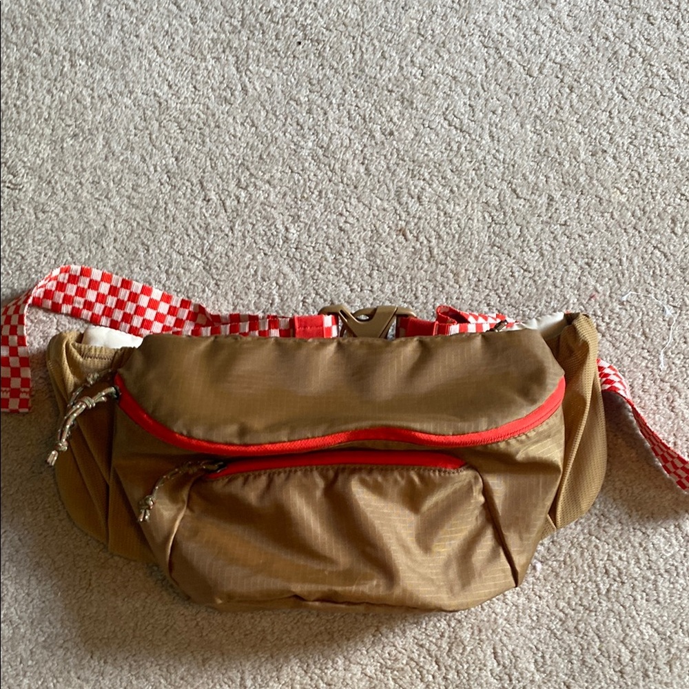 THE GREAT. + Eddie Bauer Brown and Red Crossbody Bag.